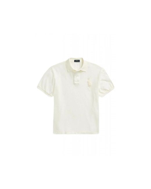 Ralph Lauren Big Pony Custom Slim-Fit Polo in het White voor heren