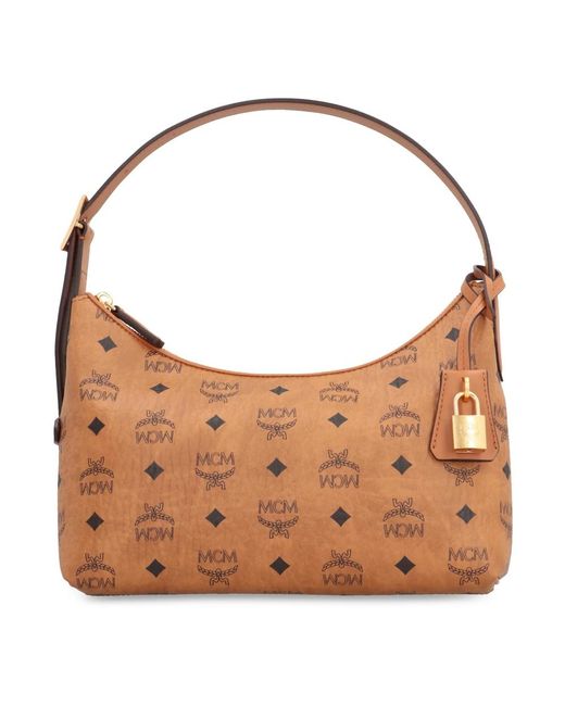 MCM Brown Canvas hobo schultertasche