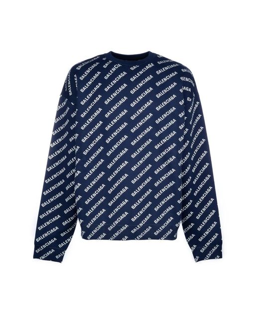 Balenciaga Blue Round-Neck Knitwear for men