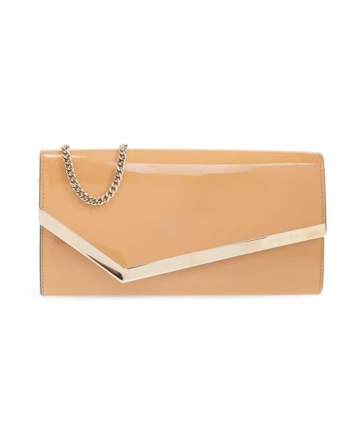 Jimmy Choo Natural Emmie patent clutch