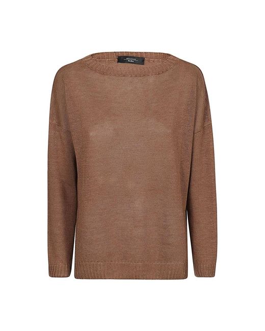 Suéter de lino marrón suave Weekend by Maxmara de color Brown