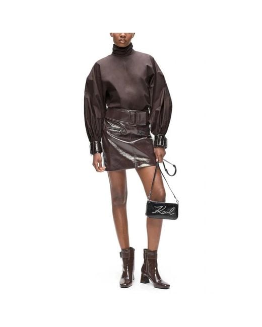 Karl Lagerfeld Overhemden ,Bruin ,Blouse Met Ballonmouwen in het Gray