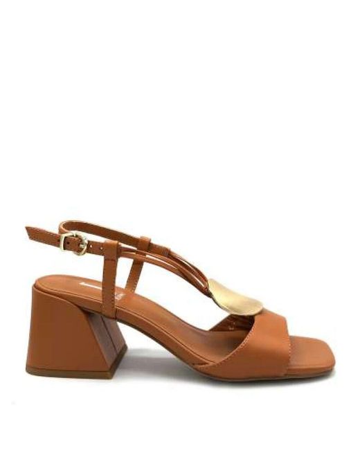 Jeannot Brown Zimt leder sandale mit verstellbarem riemen