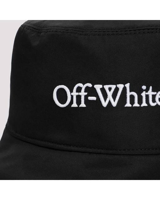 Off-White c/o Virgil Abloh Black Schwarzer und weißer bookish bucket hat,buchiger eimer hut schwarz weiß