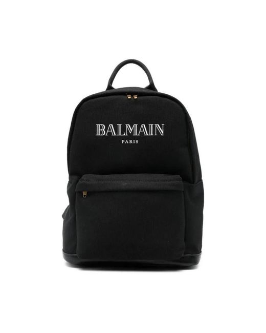 Balmain Black Logo Backpack