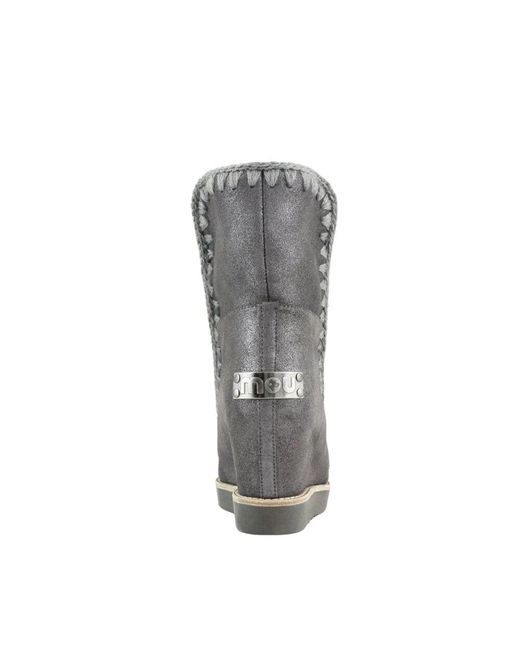 Mou Gray Grauer leder freizeitstiefel