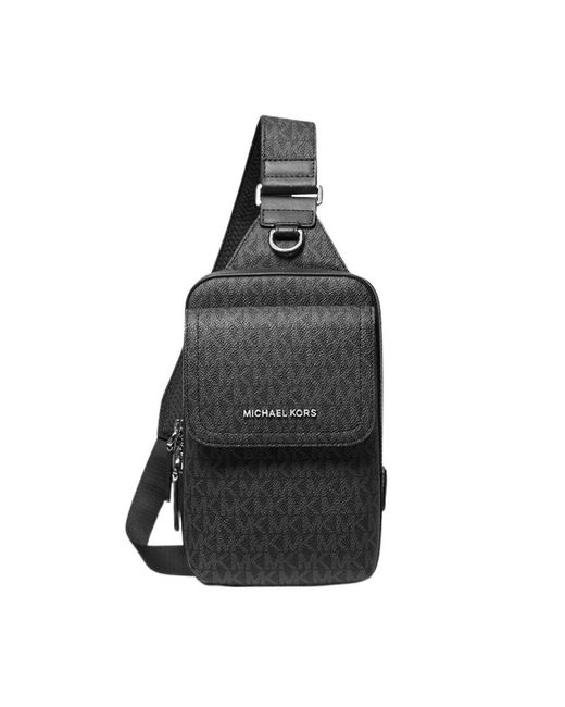 Michael Kors Black Mk Hudson Signature Logo Sling Pack for men