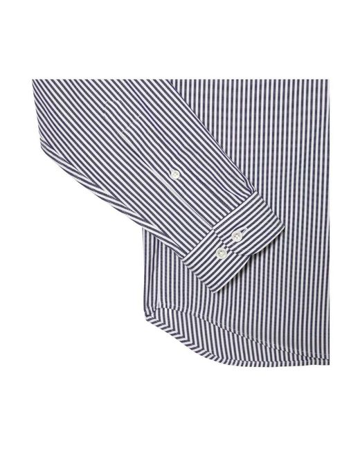 Lacoste Blau gestreiftes hemd mit perlmuttknöpfen in Blue für Herren