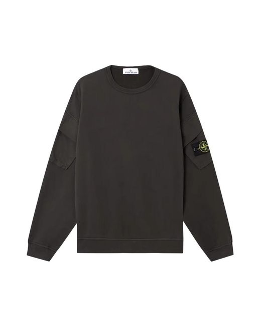 Stone Island Graue Sweater Mit Compass Logo Print in Black für Herren