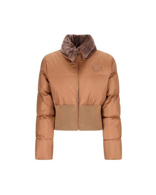 Fendi Jassen ,Wol Heritage Short Down Jacket in het Brown