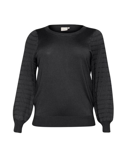 Kaffe Black Schwarzer Auster-Strickpullover Mit Puffärmeln