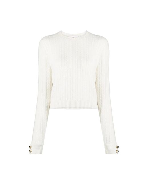 Chiara Ferragni White Round-Neck Knitwear