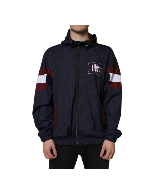 Dolce & Gabbana Blaue Logo-Bomberjacke Mit Kapuze Und Reißverschluss Für Männer in Blue für Herren