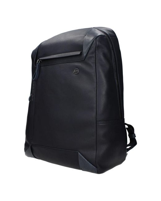 Piquadro Blauer Lederrucksack in Black für Herren