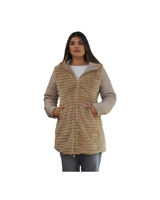 Ciesse Piumini Jassen ,Bruin ,Omkeerbare Winterjas Met Capuchon in het Brown