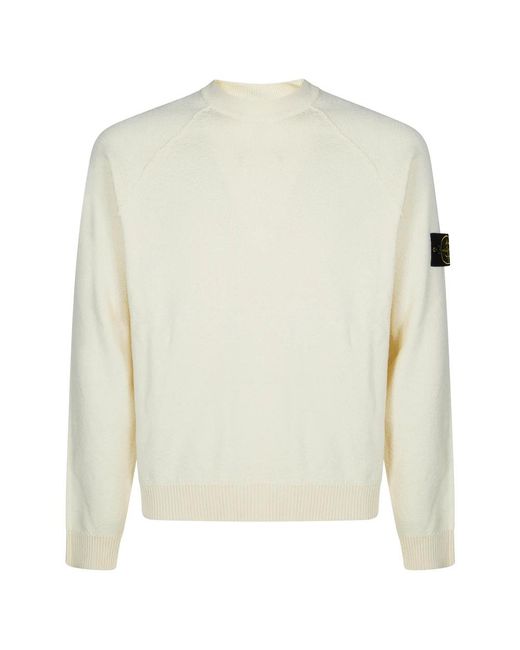 Stone Island White Round-Neck Knitwear for men