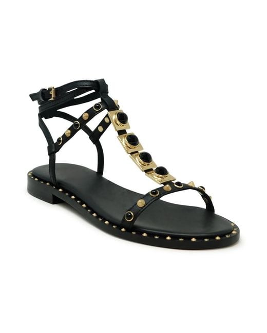 Ash Black Flat Sandals