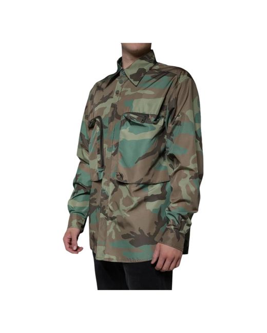 Dolce & Gabbana Jassen ,Veelkleurig Camouflage Knoopsluiting Shirt in het Green voor heren