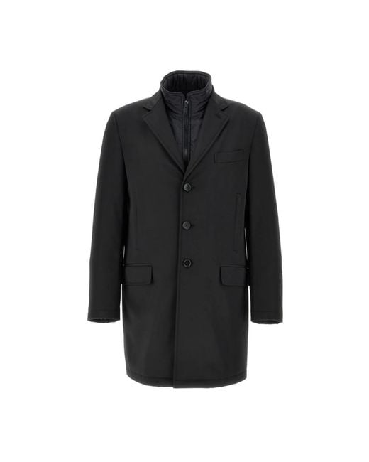 Fay Black Single-Breasted Coats for men