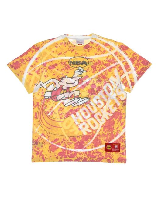 Mitchell & Ness Tops ,Veelkleurig ,Katoen Nba Jumbotron Tee Hardwood Classics in het Orange voor heren