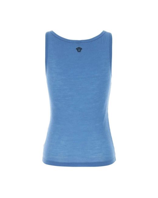 Versace Blue Sleeveless Tops