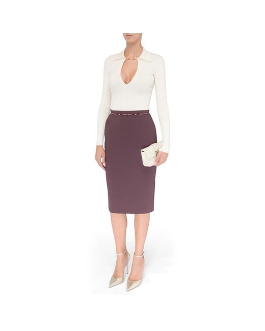 Elisabetta Franchi Purple Pencil Skirts