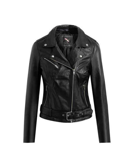 Btfcph Jassen ,Zwart ,Leer Zwarte Bikerjas Met Zilveren Details in het Black