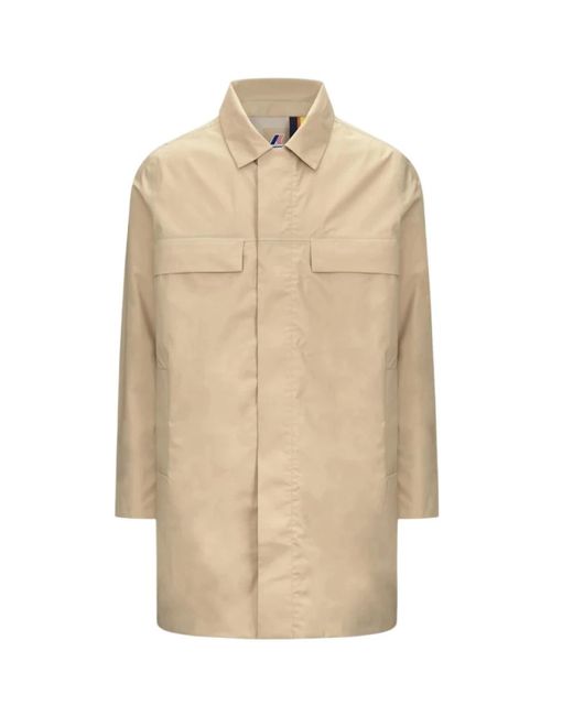 Single-Breasted Coats di K-Way in Natural da Uomo