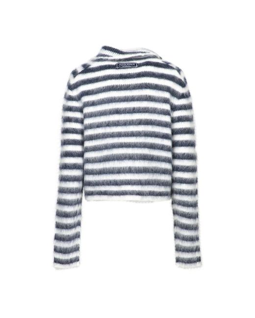Jacquemus Blue Blau gestreifter strickpullover