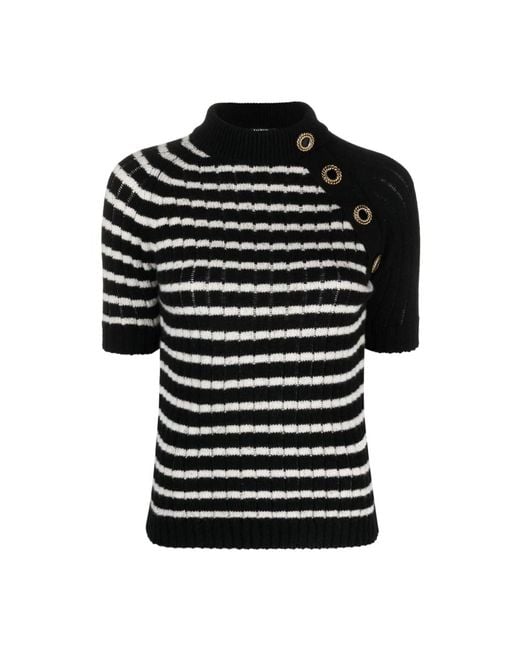Balmain Black Round-Neck Knitwear