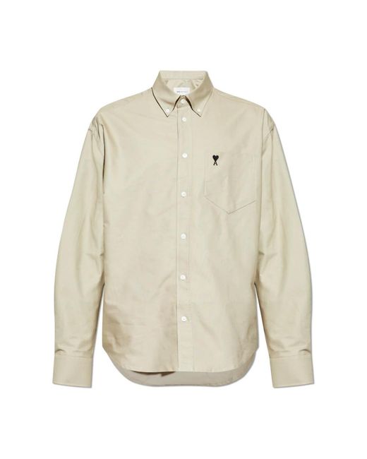 AMI Logo Shirt in het Natural voor heren