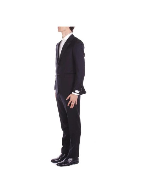Tagliatore Virgin Wool Tailored Suit in het Black voor heren