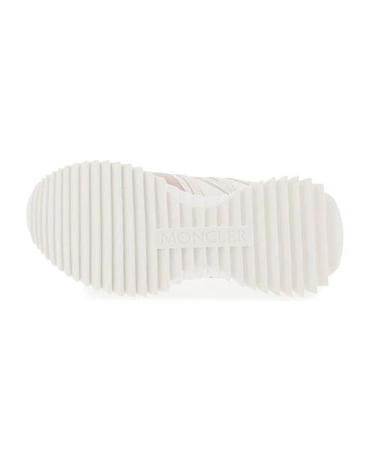 Moncler White Sneakers,gesteppte nylon sneakers mit wildleder