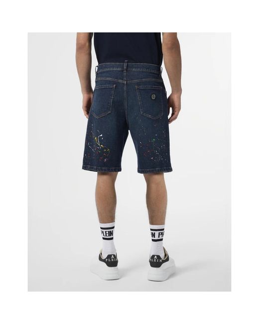 Philipp Plein Blue Denim Shorts for men