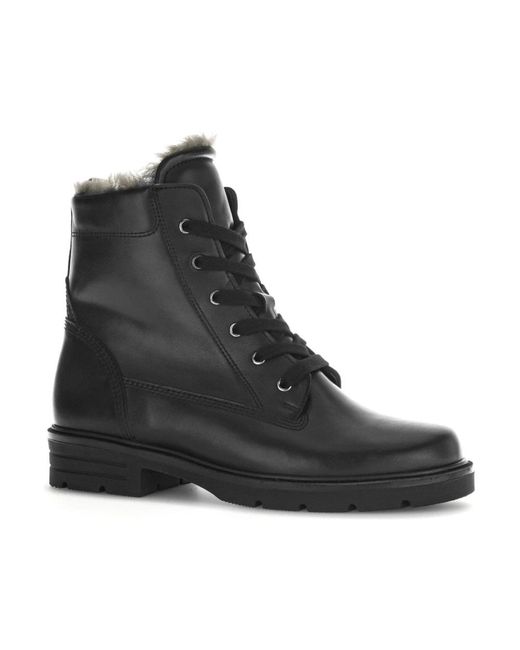 Gabor Black Lace-Up Boots