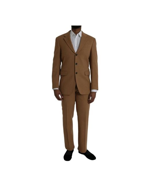 Prada Kostuums ,Bruin ,Kasjmier Camel Wool Two-Button Suit in het Brown voor heren