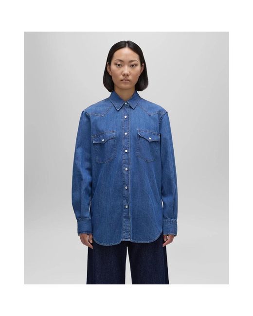 Aspesi Overhemden ,Blauw ,Denim Lange Denim Texaanse Overhemd in het Blue