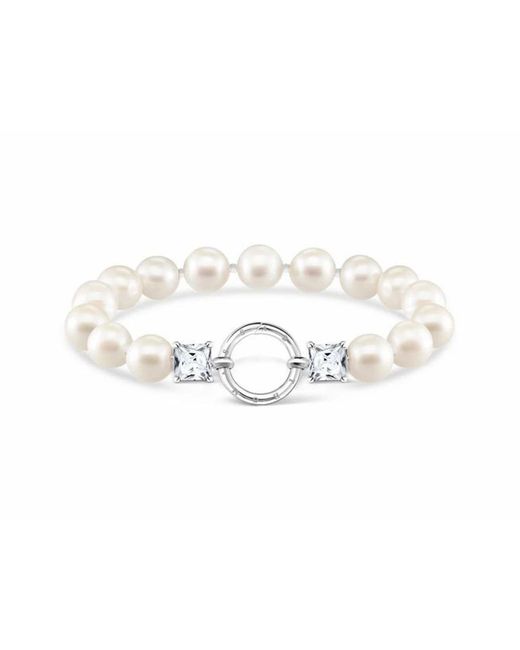 Thomas Sabo Accessoires ,Wit ,Bedelarmband Wit, Zilver A2072-167-14-L17,5 in het Metallic
