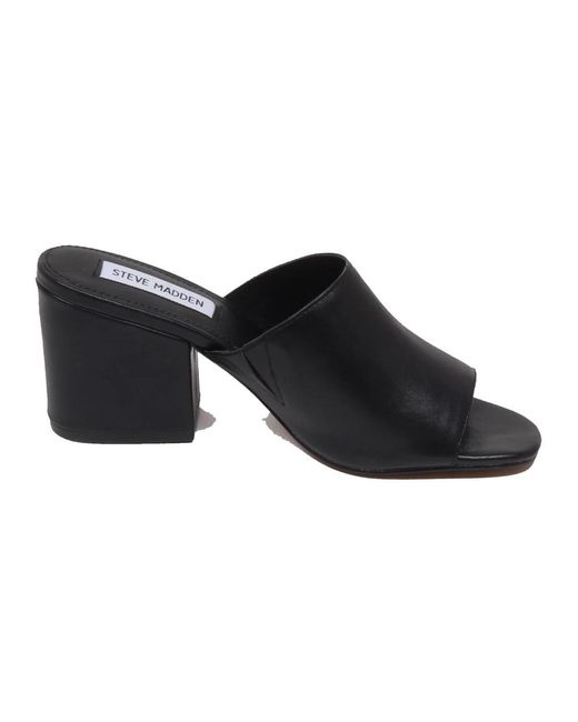 Steve Madden Black Heeled Mules