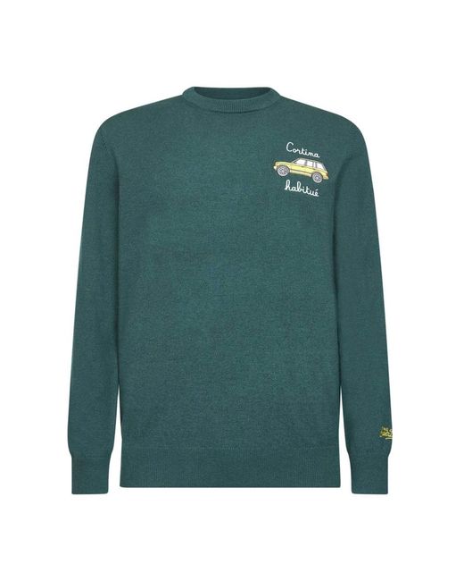 Mc2 Saint Barth Green Round-Neck Knitwear for men