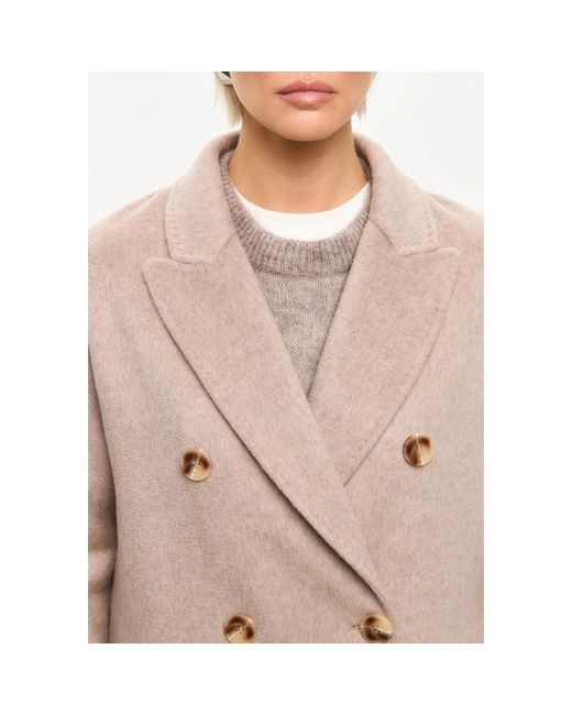 Double-Breasted Coats CESARE GASPARI de color Natural
