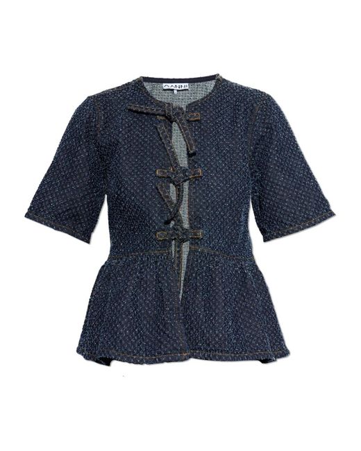 Ganni Denim Top in het Blue