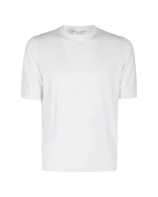 FILIPPO DE LAURENTIIS Crepe Baumwollkragenhemd in White für Herren