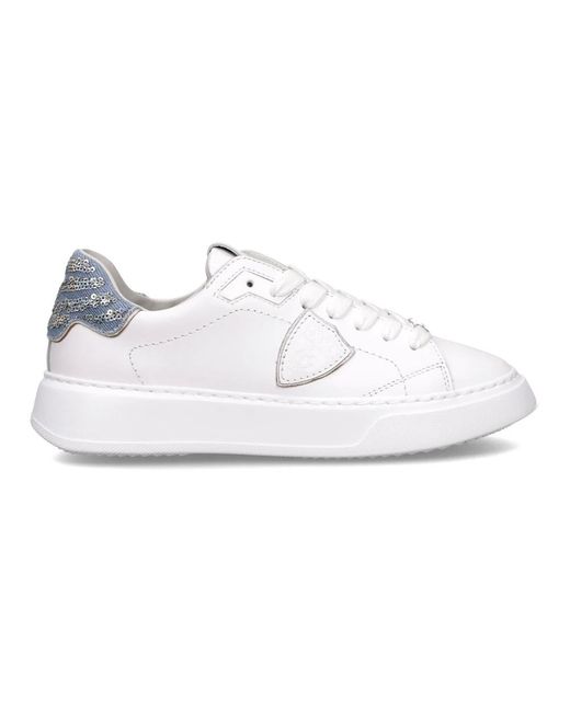 Philippe Model Schoenen ,Wit ,Leer Temple Tennis Sneakers in het White
