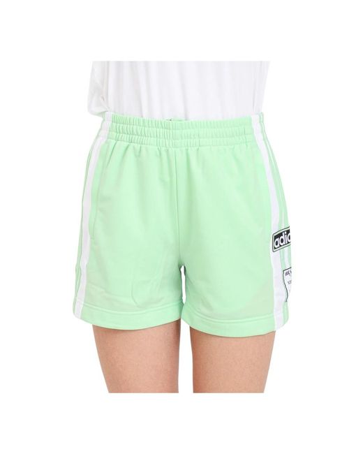 Adidas Originals Green Grüne und weiße shorts mit seitlichen knöpfen