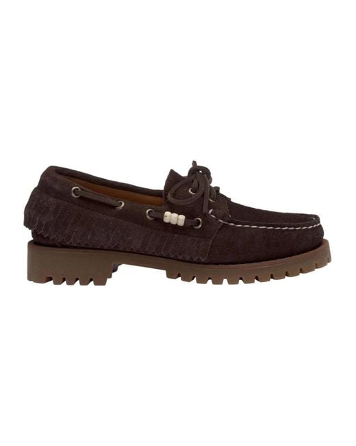 Sebago Brown Braune Wildleder-Fransen-Loafer Damen