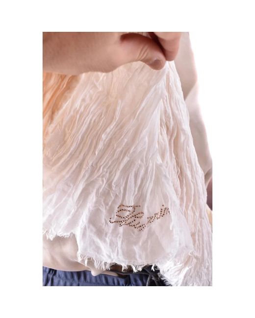 Blumarine White Elegant silk cotton scarf