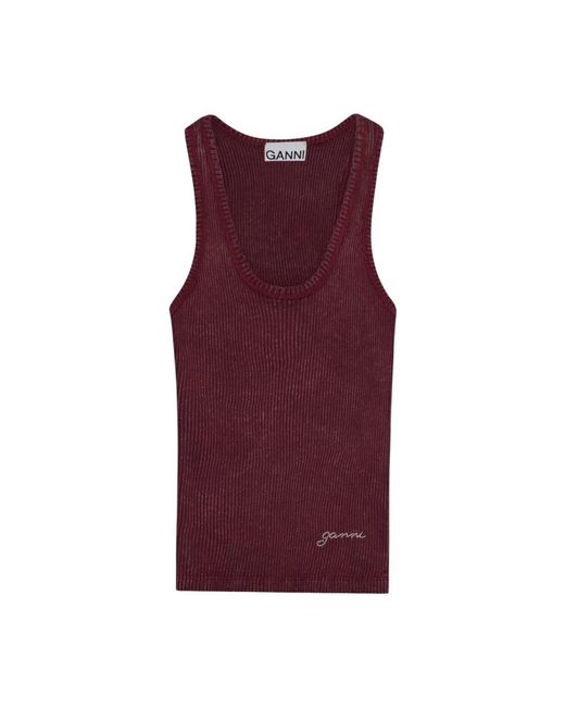 Ganni Purple Sleeveless Tops