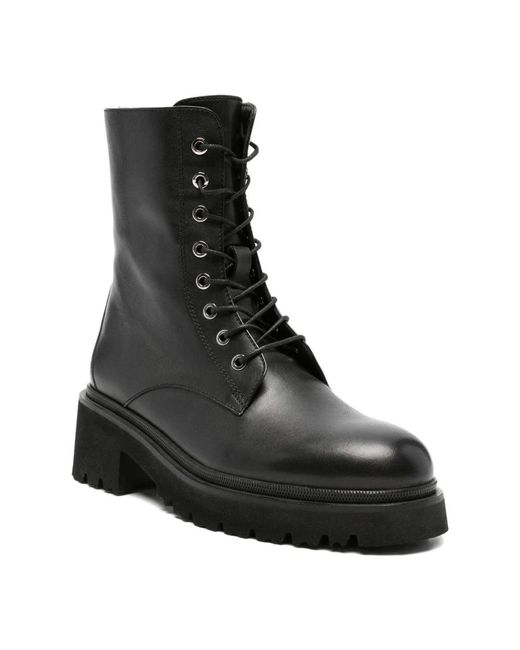 ADRIANNA FERETTI Black Lace-Up Boots
