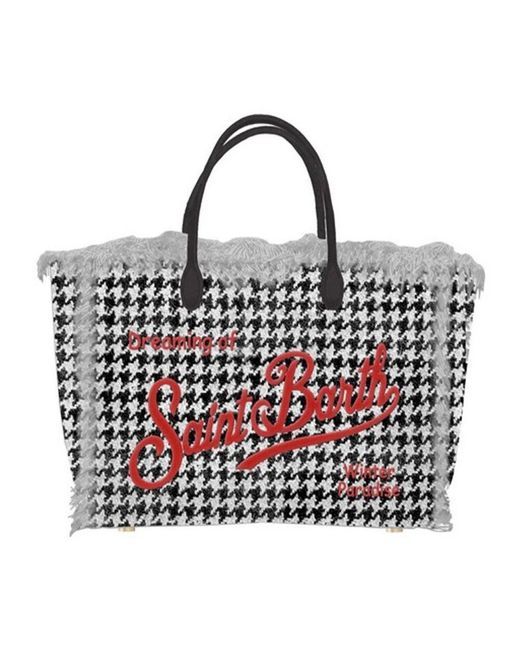 Mc2 Saint Barth Red Grüne und marineblaue pied-de-poule-handtasche